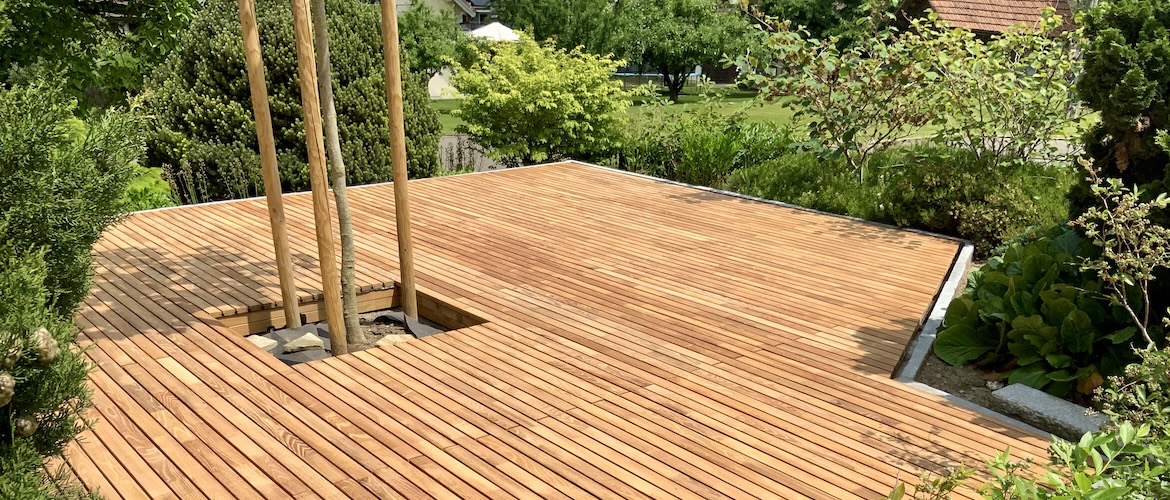 Vieleck Sonnenterrasse aus Robinie 1