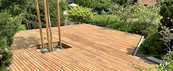 Vieleck Sonnenterrasse aus Robinie